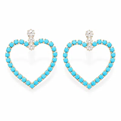 The Pink Reef Women's Blue  Big Love Rhinestone Earring