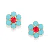 The Pink Reef Women's Blue  Handcrafted Floral Gem In Turquoise