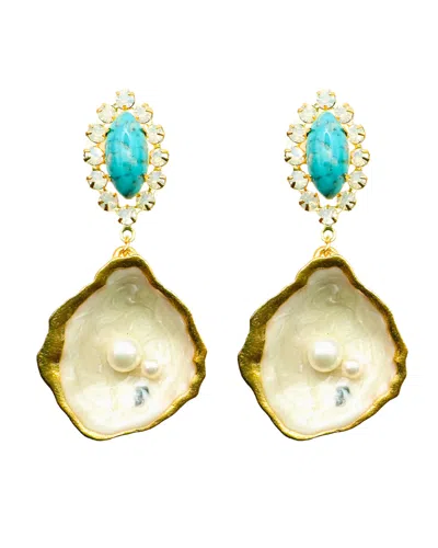 The Pink Reef Women's Blue  Jewel Oyster In Turquoise In Green