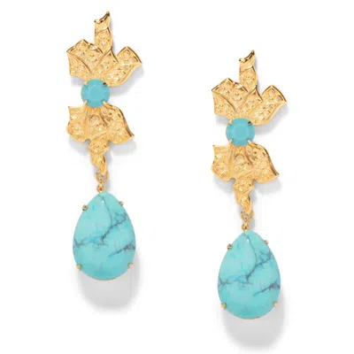 The Pink Reef Women's Blue  Opera Earring In Turquoise In Gold