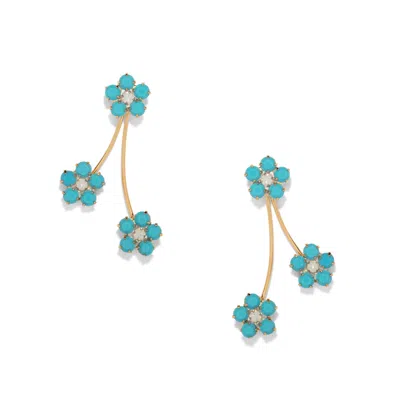 The Pink Reef Women's Blue  Spring Earring In Turquoise In Gold