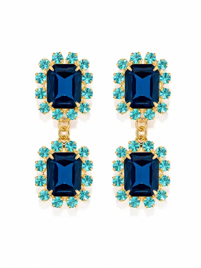 The Pink Reef Women's Blue  Twin Gem Earring In Navy