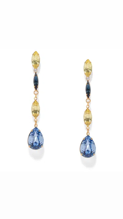The Pink Reef Women's Blue / Yellow  Elongated Jewel Drop In Jonquil & Sapphire In Gold