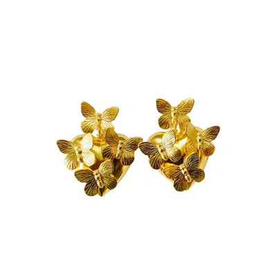 The Pink Reef Women's Gold Butterfly Cluster Heart