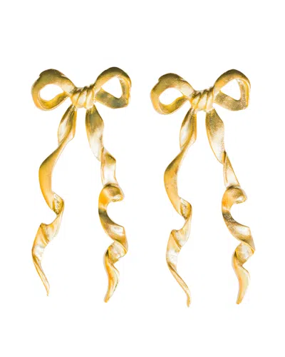 The Pink Reef Women's Gold Elongated Bow In Green