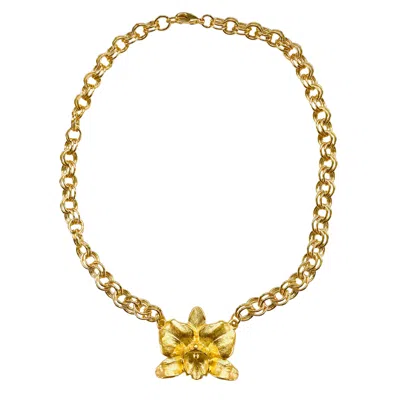 The Pink Reef Women's Gold French Orchid Necklace