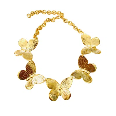 The Pink Reef Women's Gold Oversized Butterfly Necklace