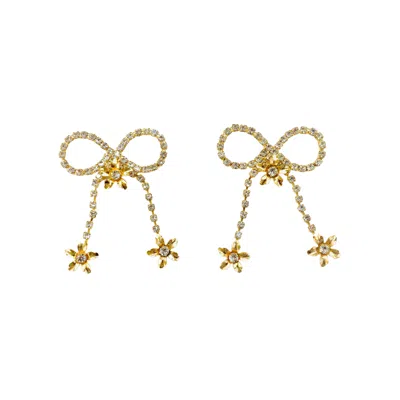 The Pink Reef Women's Gold Oversized Crystal Floral Bow