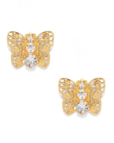 The Pink Reef Women's Gold  Filagree Butterfly Stud In Crystal