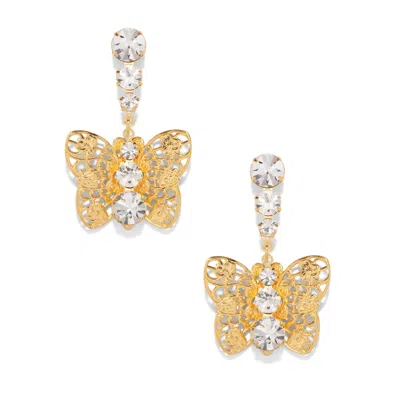 The Pink Reef Women's Gold  Filagree Drop Butterfly In Crystal