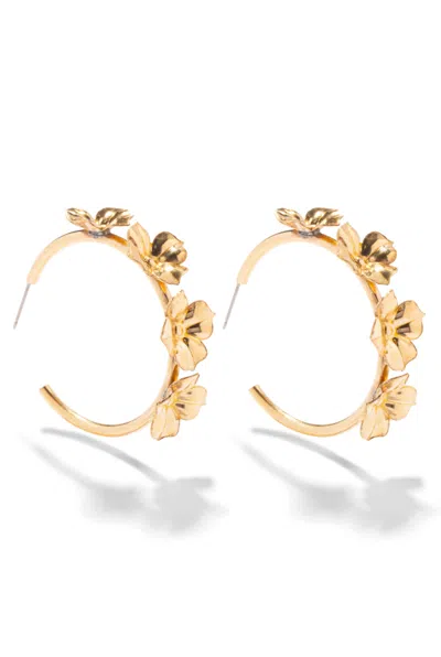The Pink Reef Women's Gold  Floral Multi Hoop