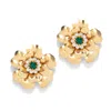 The Pink Reef Women's Gold  Georgian Emerald Stud