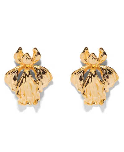 The Pink Reef Women's Gold  Hand Sculpted Iris Earring