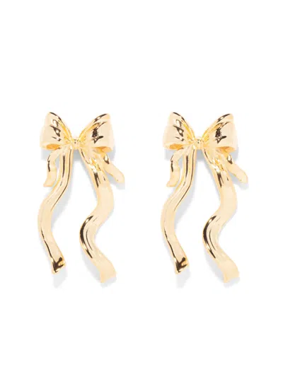 The Pink Reef Women's Gold  Large Sculpted Bow Earrings