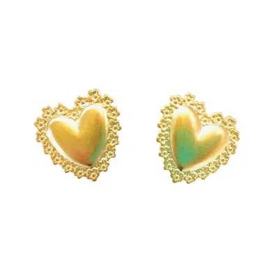 The Pink Reef Women's Gold  Love Stud