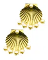 The Pink Reef Women's Gold  Pearl Shell Earrings