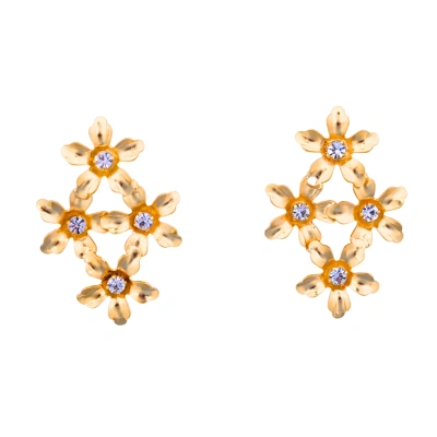 The Pink Reef Women's Gold  Quad Floral Stud