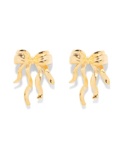 The Pink Reef Women's Gold  Small Sculpted Bow Earrings