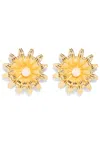 The Pink Reef Women's Gold  Sunflower Earring With Cultured Pearl