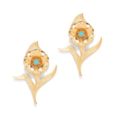 The Pink Reef Women's Gold  Wildflower Stud