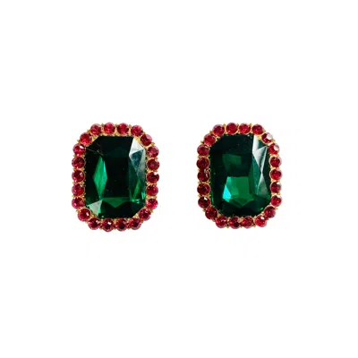 The Pink Reef Women's Green Oversized Emerald Studs In Gray