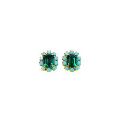 The Pink Reef Women's Green Petite Emerald & Turquoise Stud