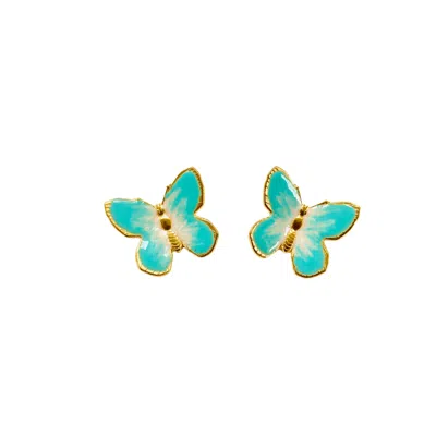 The Pink Reef Women's Green Small Glassine Butterfly In Turquoise & Pearl
