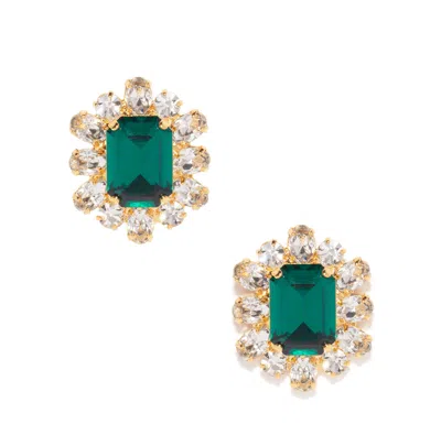 The Pink Reef Women's Green  Europe Crystal Stud In Emerald