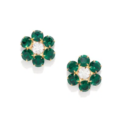 The Pink Reef Women's Green  Handcrafted Floral Gem In Emerald
