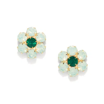 The Pink Reef Women's Green  Handcrafted Floral Gem Stud In Azore
