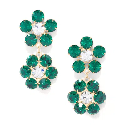 The Pink Reef Women's Green  Penelope Handcrafted Gem Double Floral In Emerald