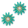 The Pink Reef Women's Green  Sunflower Earring In Turquoise In Green