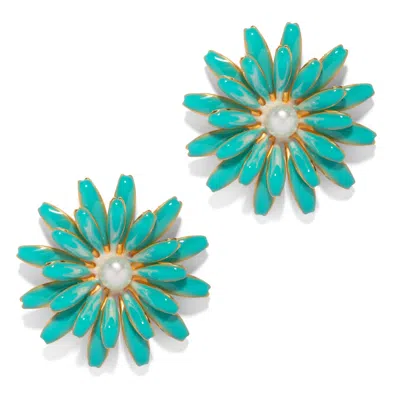 The Pink Reef Women's Green  Sunflower Earring In Turquoise