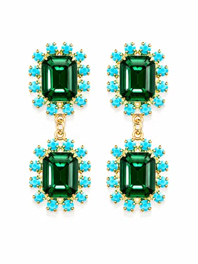 The Pink Reef Women's Green  Twin Gem Earring In Emerald