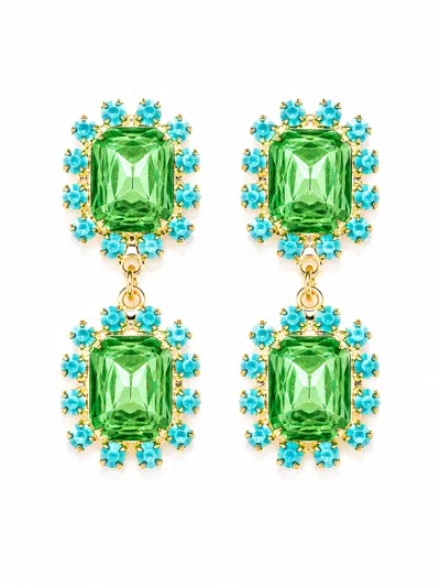 The Pink Reef Women's Green  Twin Gem Earring In Peridot
