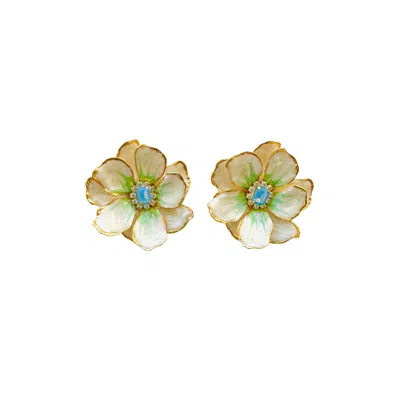 The Pink Reef Women's Green / White Jewel Box Florals In Green Pearl