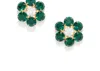 The Pink Reef Women's Handcrafted Floral Gem In Emerald In Gold