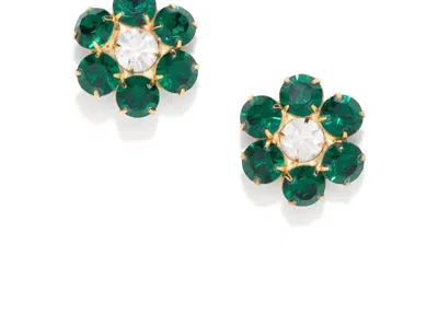 The Pink Reef Women's Handcrafted Floral Gem In Emerald In Gold