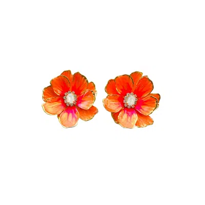 The Pink Reef Women's Jewel Box Florals In Neon Orange
