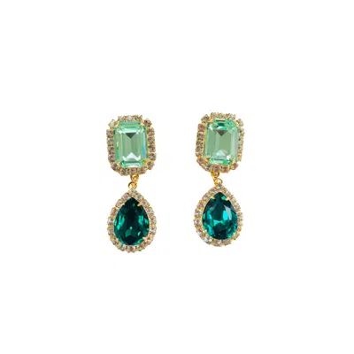The Pink Reef Jewel Drop Neon Earrings In Green