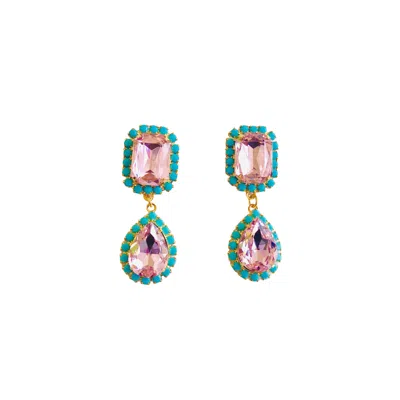 The Pink Reef Women's Jewel Drop In Pink And Turquoise In Orange