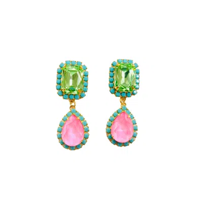 The Pink Reef Women's Jewel Drop Neons In Pink And Green Turquoise