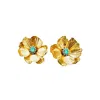 The Pink Reef Women's Large Golden Double Floral With Green Opal