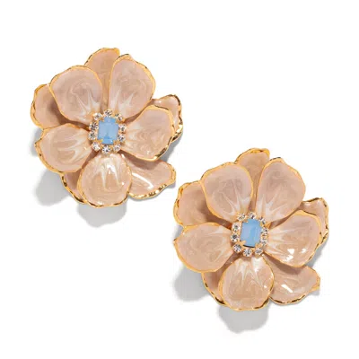 The Pink Reef Women's Neutrals Cashmere Large Hand Painted Jewel Box Florals In Pink