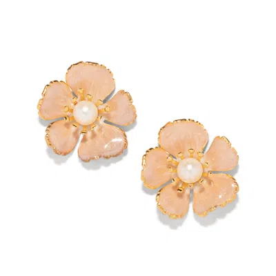 The Pink Reef Women's Neutrals Small Hand Painted Floral In Cashmere In Gold