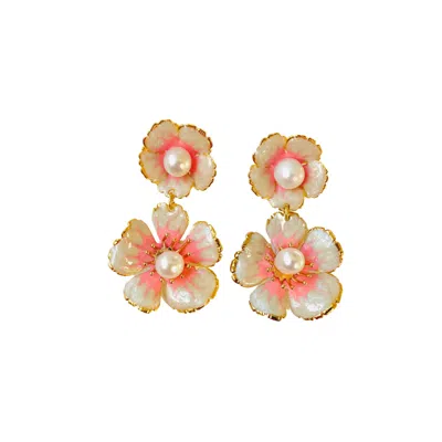 The Pink Reef Women's Orange Color Drop In Pearl & Pink In Neutral