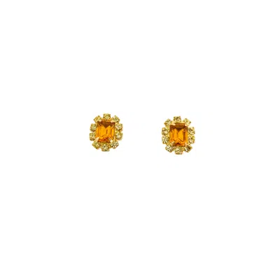 The Pink Reef Women's Orange Topaz Petite Stud In Gold