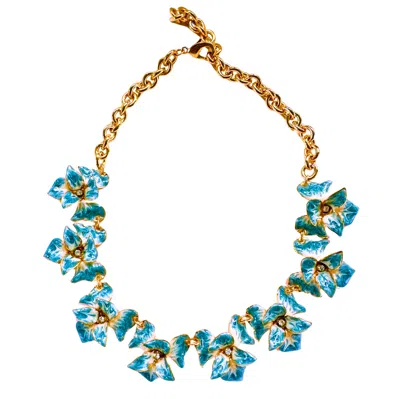 The Pink Reef Women's Orchid Necklace In Dusty Blue
