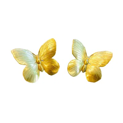 The Pink Reef Women's Oversized Butterfly Golden Earrings