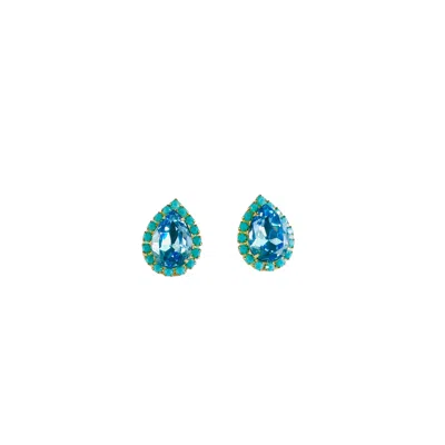 The Pink Reef Women's Pear Stud In Light Blue